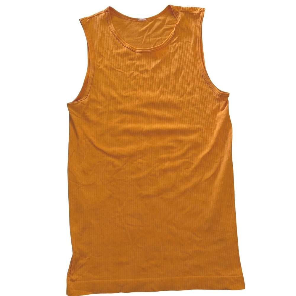 Zyia Active Tank Top Womens XL Orange EUC Ribbed Moon Logo Sleeveless